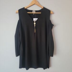 Anne Klein Black Cold Shoulder Tunic
